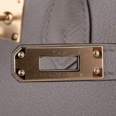 Birkin 25 Bag Gris Asphalte Novillo Leather Gold Hardware