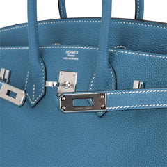 Birkin 25 Bag Blue Jean Togo Leather with Palladium Hardware