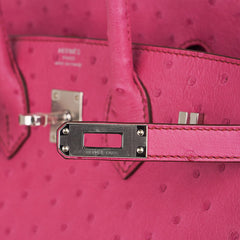 Birkin 25 Bag Fuchsia Ostrich with Palladium Hardware