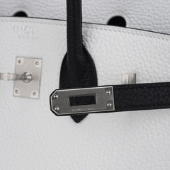 Birkin HSS 25 Bag White w/ Black Brushed Palladium Hardware