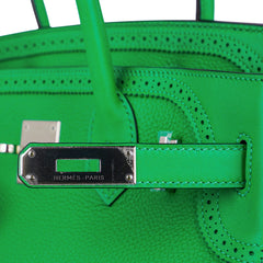Birkin 30 Ghillies Limited Edition Bag Bamboo Palladium Hardware New w/Box