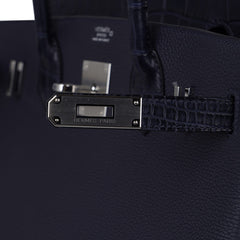 Birkin 30 Touch Blue Indigo Matte Alligator Bag Palladium Hardware