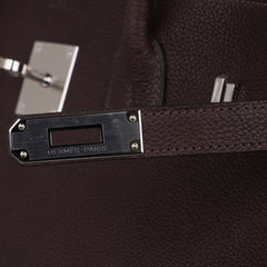 Birkin 35 Bag Ebene Barenia Faubourg Leather with Palladium Hardware