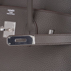 Birkin 35 Bag Etain Clemence Leather with Palladium Hardware