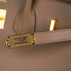 Birkin 25 Beige De Weimar Veau Jonathan Leather Gold Hardware