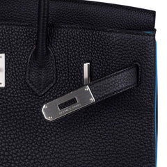Special Order HSS Birkin 35 Bag Black Turquoise Togo Leather with Brushed Palladium Hardware