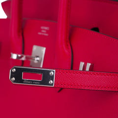 Birkin 25 Sellier Bag Framboise Veau Madame Leather with Palladium Hardware