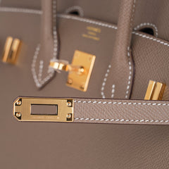 Birkin Sellier 25 Etoupe Gold Hardware Epsom Leather New w/Box