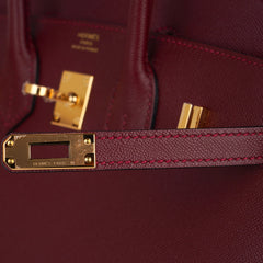 Birkin 25 Bag Sellier Rouge H Gold Hardware Veau Madame Leather