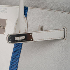 Limited Edition Club Birkin 35 Bag Gris Perle Blanc Clemence Leather with Palladium Hardware