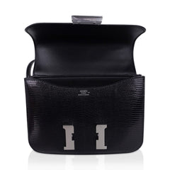 Mini Constance Bag 18 Black Lizard with Palladium Hardware