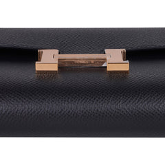 Constance Long To Go Wallet Black Rose Gold Hardware Epsom New w/ Box