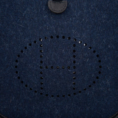 Limited Edition Mini Evelyne TPM Bag Blue Feutre Black Swift Leather with Gold Hardware