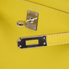 Kelly 20 Mini Sellier Bag Lime Chevre Leather Palladium New w/Box