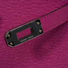 Mini Kelly 20 Bag Sellier Rose Pourpre Chevre Leather with Palladium Hardware