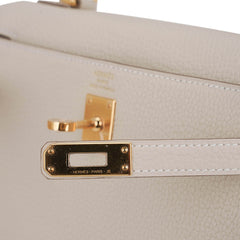 Kelly Retourne 25 Bag Craie Togo Leather with Gold Hardware