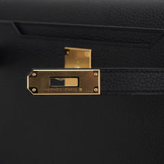 Kelly Depeches 25 Pouch Black Galop D’Leather with Gold Hardware
