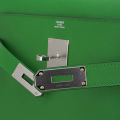 Kelly Messenger 25 Bag Vert Yucca Evercolor Leather with Palladium Hardware