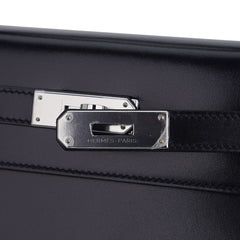 Kelly 28 Sellier Bag Black Box Leather with Palladium Hardware
