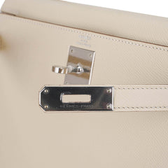Kelly 28 Bag Sellier Craie Epsom Leather with Palladium Hardware