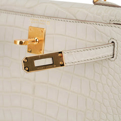 Limited Edition Mini Kelly 20 Sellier Beton Matte Alligator Bag with Gold Hardware