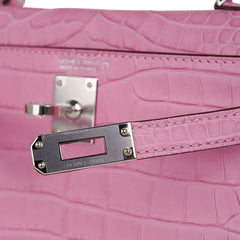 Kelly 20 Mini Sellier Bag 5P Pink Matte Alligator Palladium Limited Edition