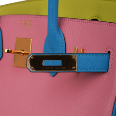 Birkin HSS 30 Bag Tri-Color Rose Confetti Bue Aztec Soufre Chevre