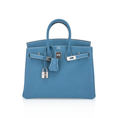 Birkin 25 Bag Blue Jean Togo Leather with Palladium Hardware