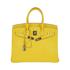Birkin 35 Lime Candy Limited Edition Bag Epsom Palladium