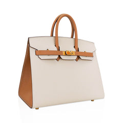 Special Order HSS Birkin 25 Sellier Craie and Sesame Gold Hardware Epsom Leather