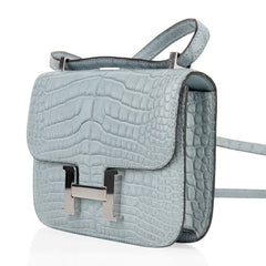 Limited Edition Micro Constance Bag Ciel Matte Alligator with Palladium Hardware