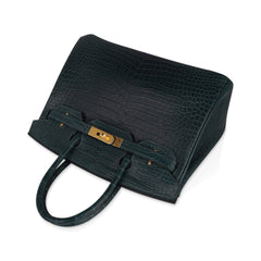 Birkin 30 Bag Vert Fonce Matte Porosus Crocodile with Gold Hardware