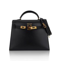 Vintage Kelly 15 Micro Sellier Bag Black Box Leather with Gold Hardware