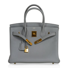 Birkin 30 Bag Gris Mouette Gold Hardware Togo Leather