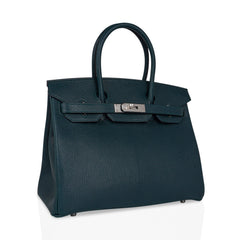 Birkin 30 Bag Vert Cypress Chevre de Coromandel with Palladium Hardware
