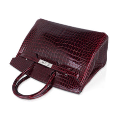 Birkin 35 Bag Diamond Bordeaux Porosus Crocodile with White Gold Hardware