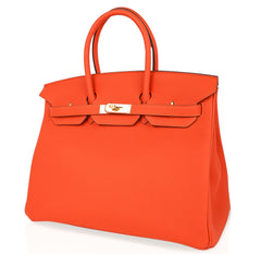 Birkin 35 Bag Feu Orange Togo Gold Hardware