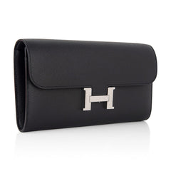 Constance Long To Go Wallet Black Epsom with Palladium Hardware