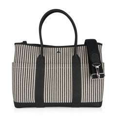 Garden Party 36 Bag Pockets Canvas Vert Anglais & Vert Fonce Vache Country Leather with Palladium Hardware