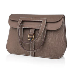 Halzan 25 Etoupe Bag Gold Hardware Clemence Leather