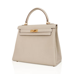 Kelly Retourne 25 Bag Craie Togo Leather with Gold Hardware