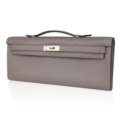 Kelly Cut Bag Gris Asphalte Gray Clutch Swift Gold Hardware