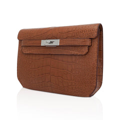 Kelly Depeches 25 Pouch Matte Gold Alligator with Palladium Hardware