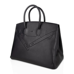 Shadow Birkin 35 Bag Limited Edition Black Swift Leather New