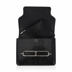 Roulis Slim Wallet Black Lizard with Palladium Hardware