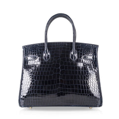 Birkin 30 Bag Blue Marine Porosus Crocodile Gold Hardware