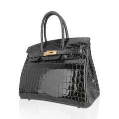 Birkin Bag, Crocodile-Grain Top-Grain Cowhide Leather, In-Seam Gold Hardware