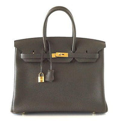Birkin 35 Bag Vert Bronze Gold Hardware Veau Trekking Leather Very Rare