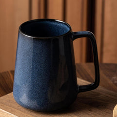 24oz Large Ceramic Coffee Mug, Modern Square Handle Blue Glaze Stoneware Cup for Coffee, Tea, Milk, Hot Chocolate, Office and Home