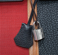 Club Birkin 35 Bag Blue Indigo / Fauve Barenia / Crinoline Fjord Palladium